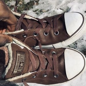 Brown n fur converse